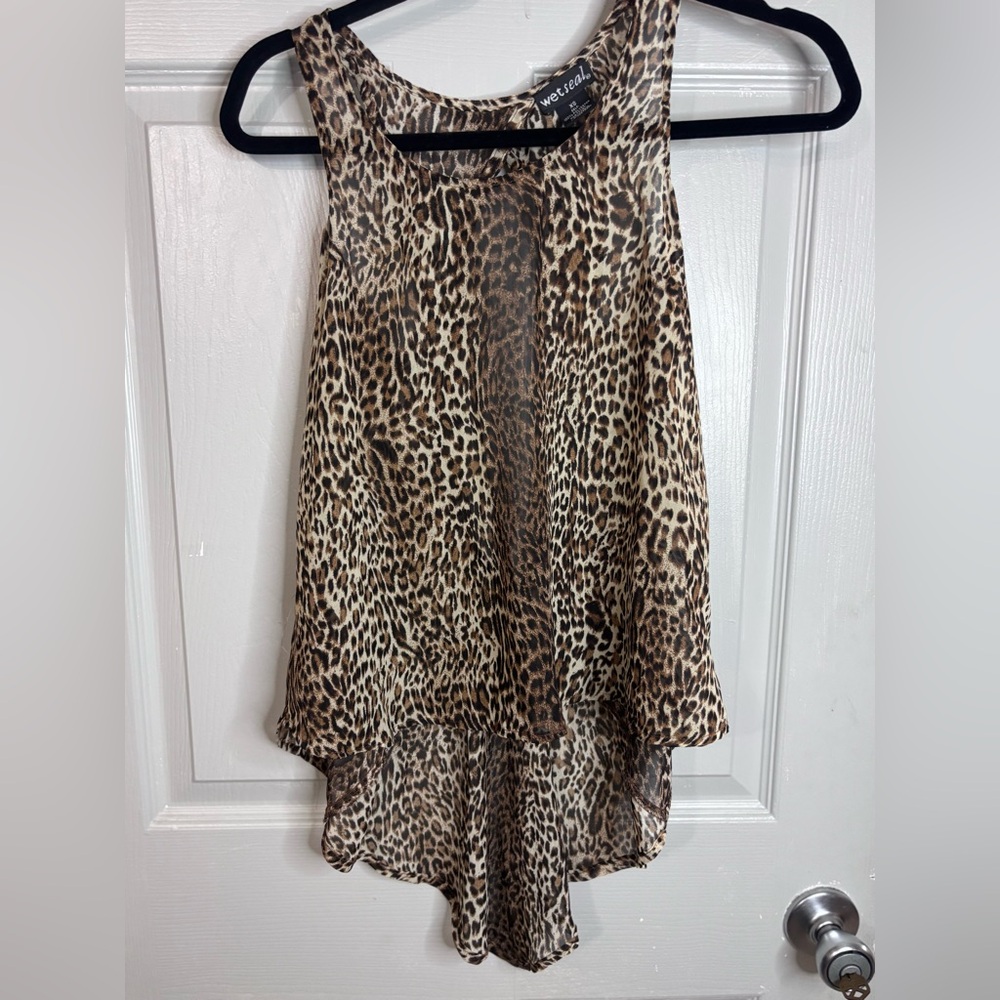 Wet Seal Women’s Asymmetrical Animal Print Backless Top XS Y2K Vintage 2000 90s